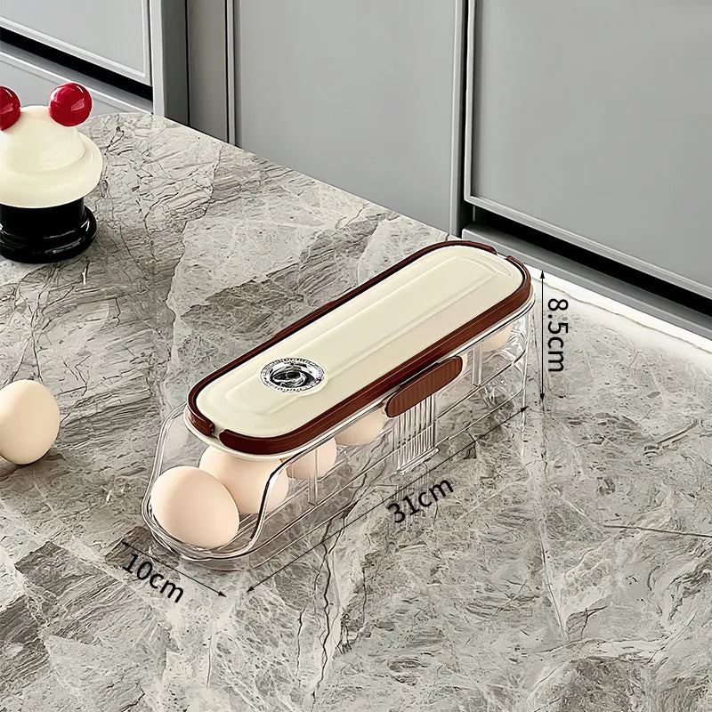 1 pcs egg storage box automatic rolling refrigerator egg rack storage handheld stackable egg refrigerator side door Storagerack