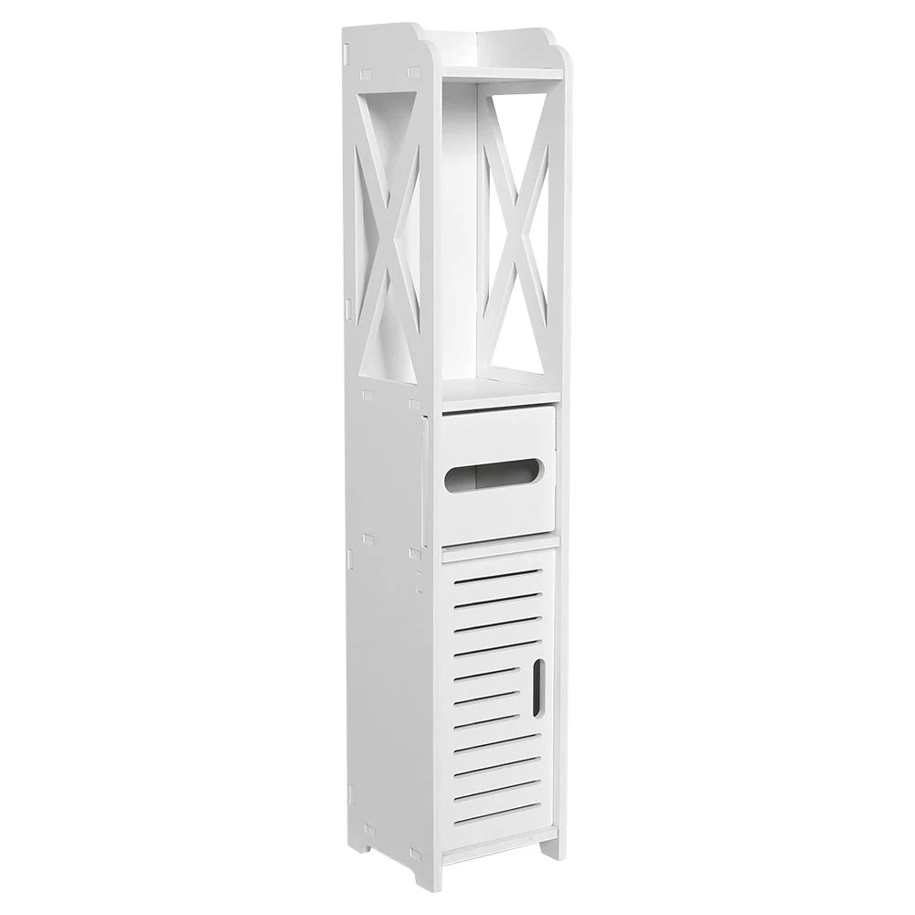 80x15.5x15CM Bathroom Toilet Furniture Cabinet White Wood Cupboard Shelf Tissue Storage Rack Bathroom Storage Cabinet