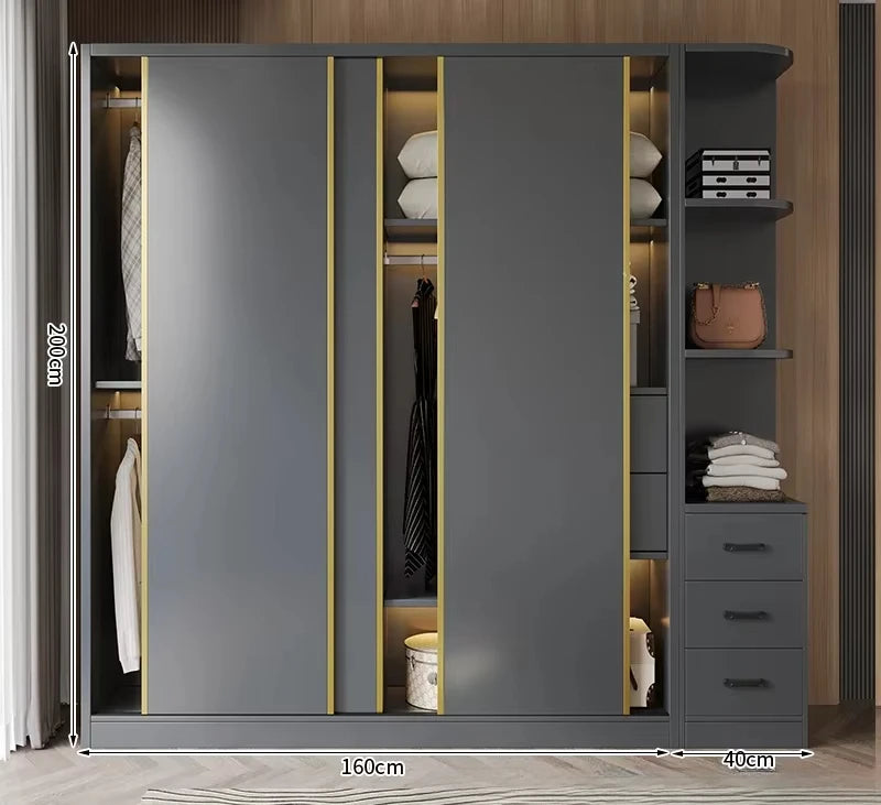 Clothes Girls Wardrobe Storage Gold Black Modern Display Wardrobe European Multifunction Vitrinas Cristal Expositoras Furniture