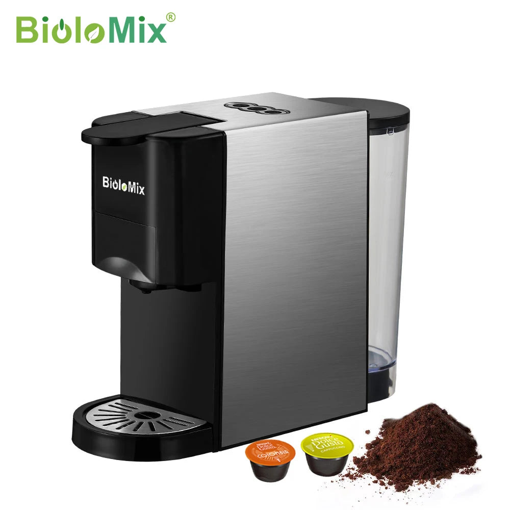 BioloMix 3-in-1 Espresso Coffee Machine - 19 Bar, 1450W, Compatible with Nespresso, Dolce Gusto Capsules, and Coffee Powder