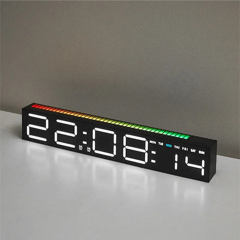 LED Alarm Clock Colorful Table Clock with Rhythm Light RGB Lamp Pickup Light Sound Control Music Rhythm Desktop Clock Home Decor