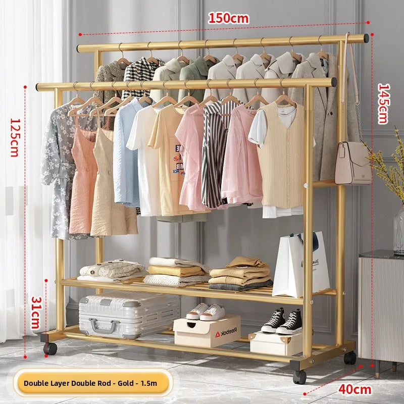 Simple Floor-Mounted Clothes Drng Ra Indoor Balcony Dormi Coat Hanger Metal Clothesline Holder Easy to Use