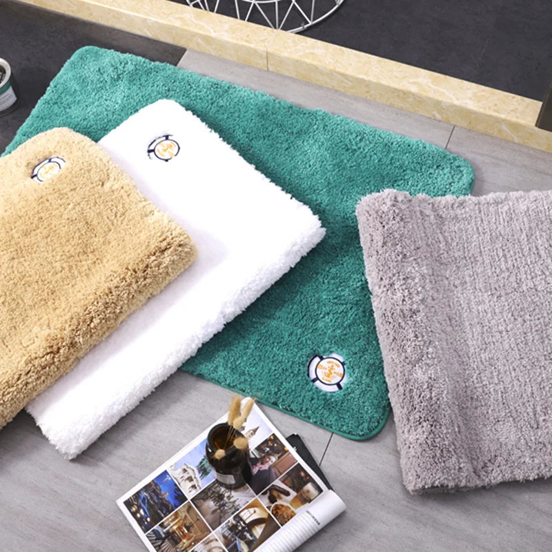 Water Absorbtion Anti-Slip Bath Mat Thickened Bathroom Carpet Long Hair Floor Mat Machine Washable Toilet Mat Fluffy Bat