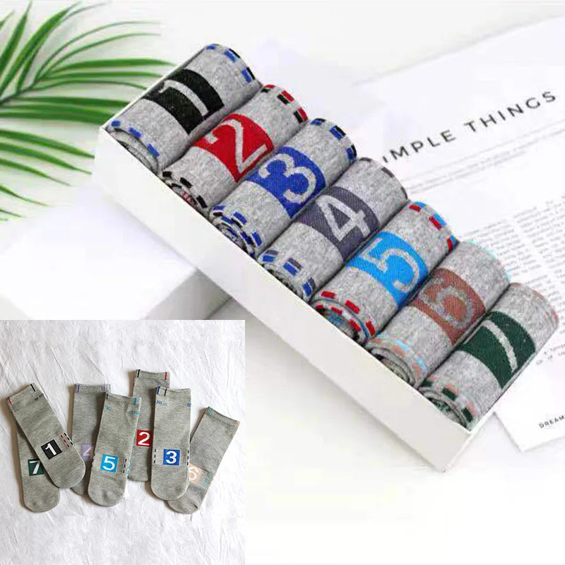 7 Pairs/Set Monday To Sunday 7 Days Embroidery Weekly Socks Couple Cotton Casual Socks Women Men Fashion Japanese Style Mid Sock