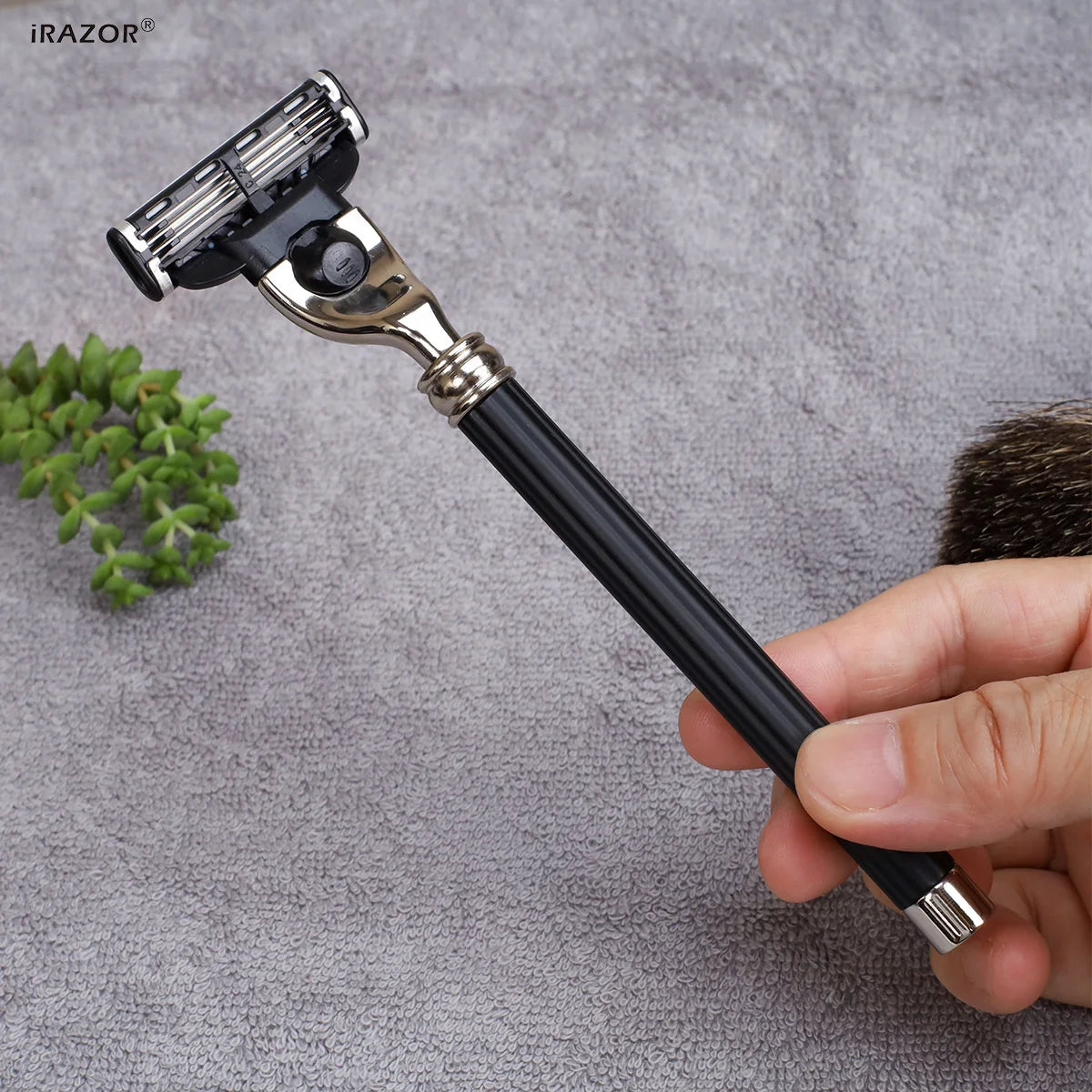 iRAZOR Classic Triple Blade 3-Layer Mach 3 Men's Beard Shaving Safety Razor Hair Removal Face Wet Handle Shaver Gift for Father
