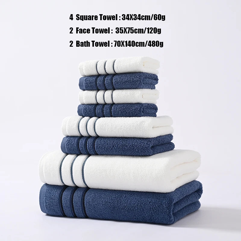 6/8PCS Bath Towel Set Adult Bathroom Cotton Super Absorbent 2 Wash Towel 2 Hand Towel 2 Bath Towel Hotel Spa Beauty Salon Grey