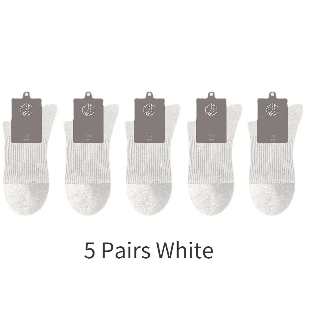 96% Pure Cotton Men's Socks 5 Pairs/Lot High Quality Business Antibacterial Long Thick Socks Casual Breathable Autumn Winter