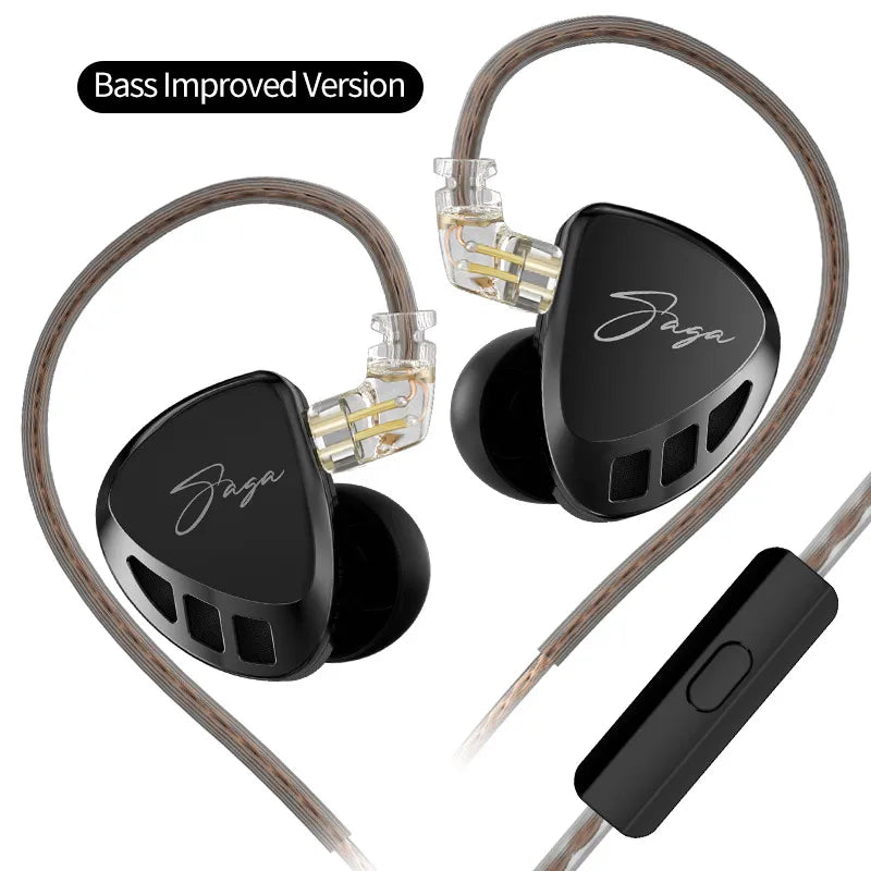 KZ Saga Inear HiFi Earphones Dynamic Tunable Balanced Armature Headphones 3.5mm Detachable Cable Monitor Noise Reduction Earbuds