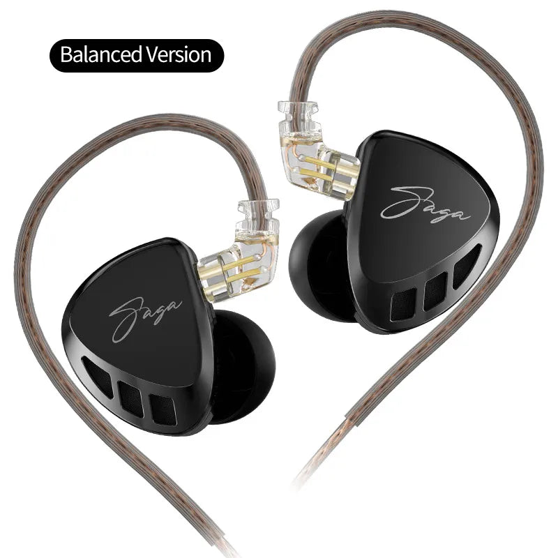 KZ Saga Inear HiFi Earphones Dynamic Tunable Balanced Armature Headphones 3.5mm Detachable Cable Monitor Noise Reduction Earbuds