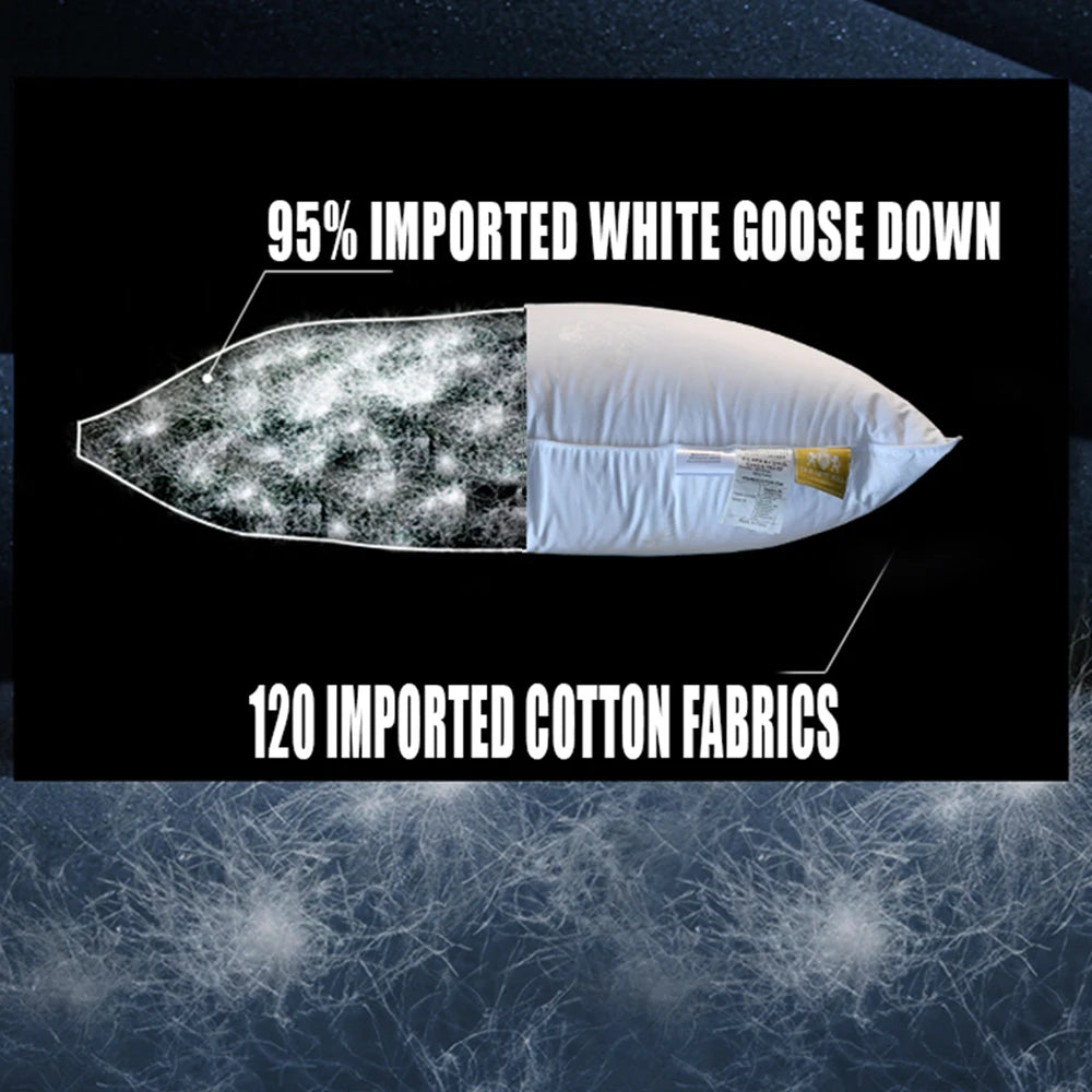 Customized Size 100% Down Pillow Core Pure White Goose Down Pillow Core 100% Cotton Shell Help Sleep