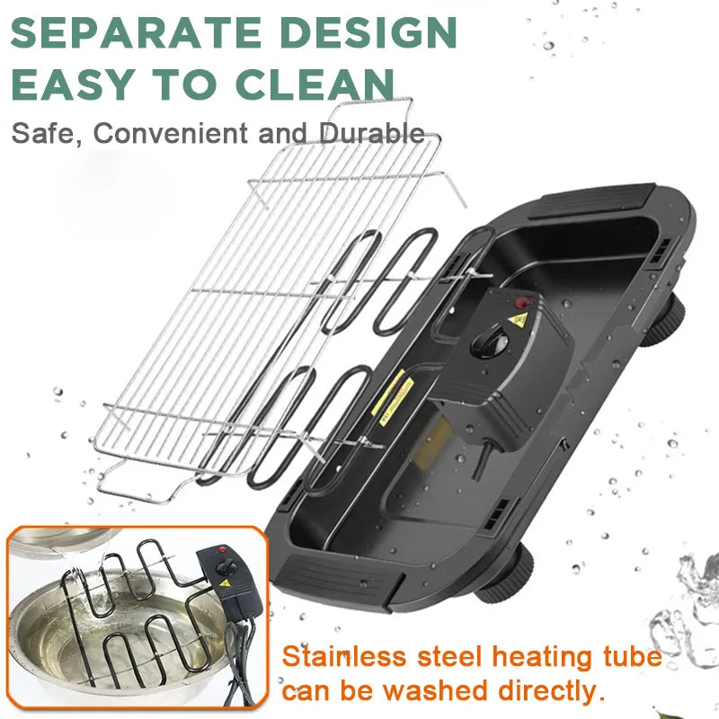 New 2025 Electric Table Top Grill BBQ Barbecue Garden Camping Cooking Indoor 1300W