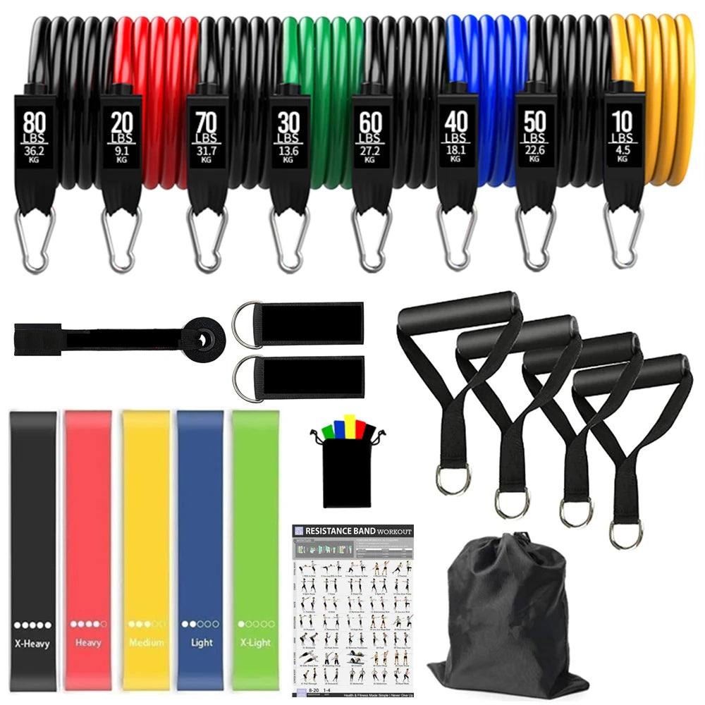 Workout Bar Fitness Resistance Bands Set