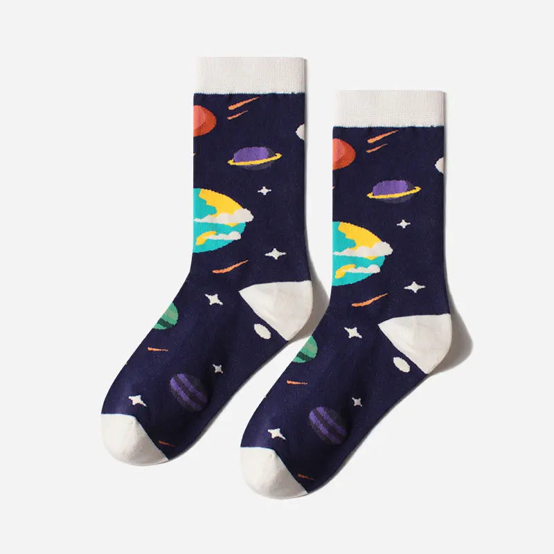 GONTHWID Creative Universe Astronaut Planets Cotton Socks Streetwear Men Women Hip Hop Harajuku Fashion Casual Skateboard Socks