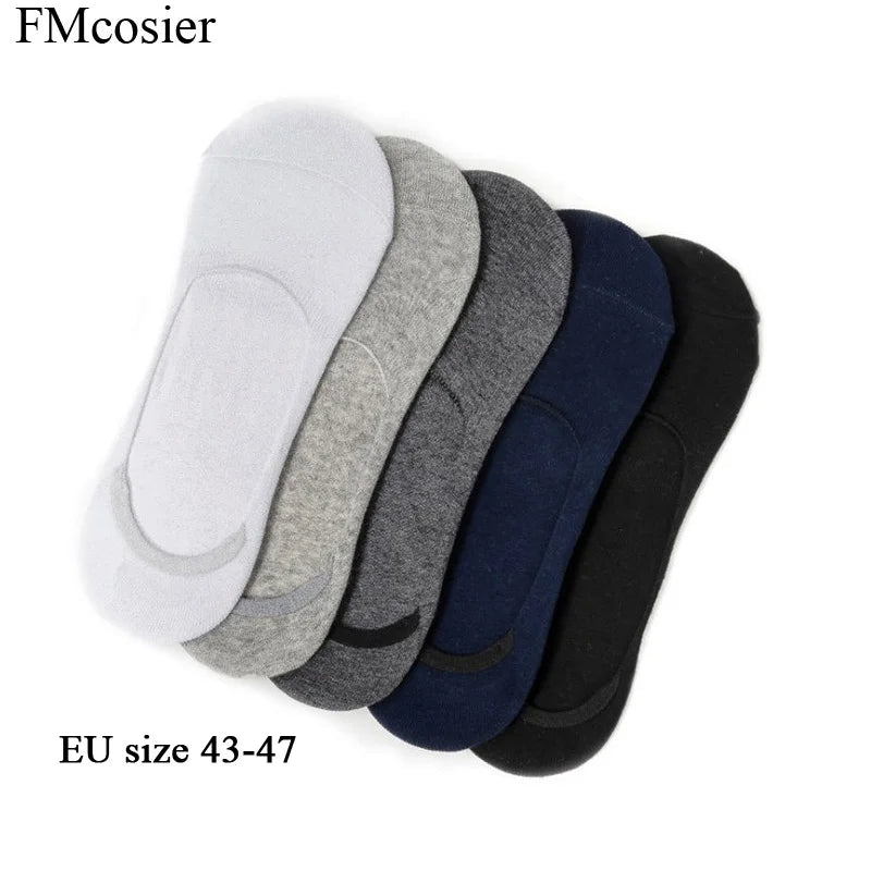 10 Pairs Summer Cotton Mens Invisible Socks White Black Sokken Calcetines Hombre Divertido Big Plus Size 46 47 45 44
