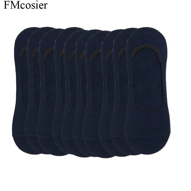 10 Pairs Summer Cotton Mens Invisible Socks White Black Sokken Calcetines Hombre Divertido Big Plus Size 46 47 45 44