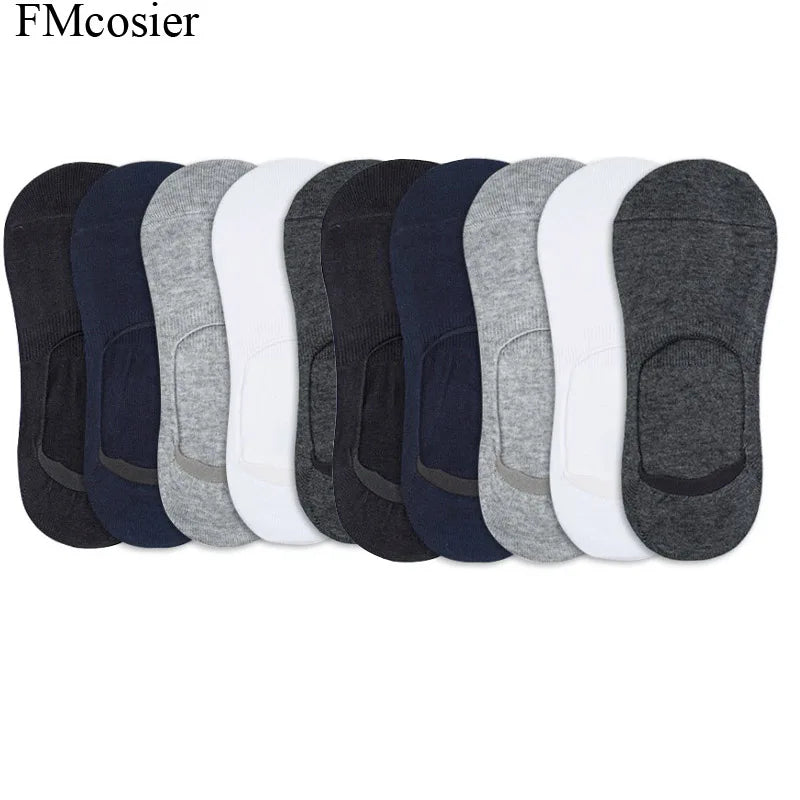10 Pairs Summer Cotton Mens Invisible Socks White Black Sokken Calcetines Hombre Divertido Big Plus Size 46 47 45 44