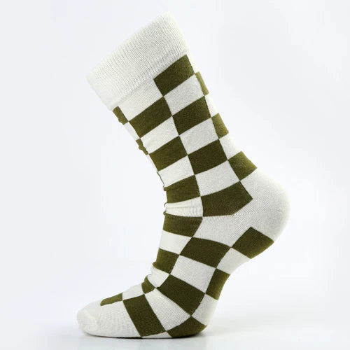 5 Pair/Lot Combed Cotton Mens Socks Happy Compression Socks  Colorful Diamond Funny Dress Socks Men Big Size 39-46