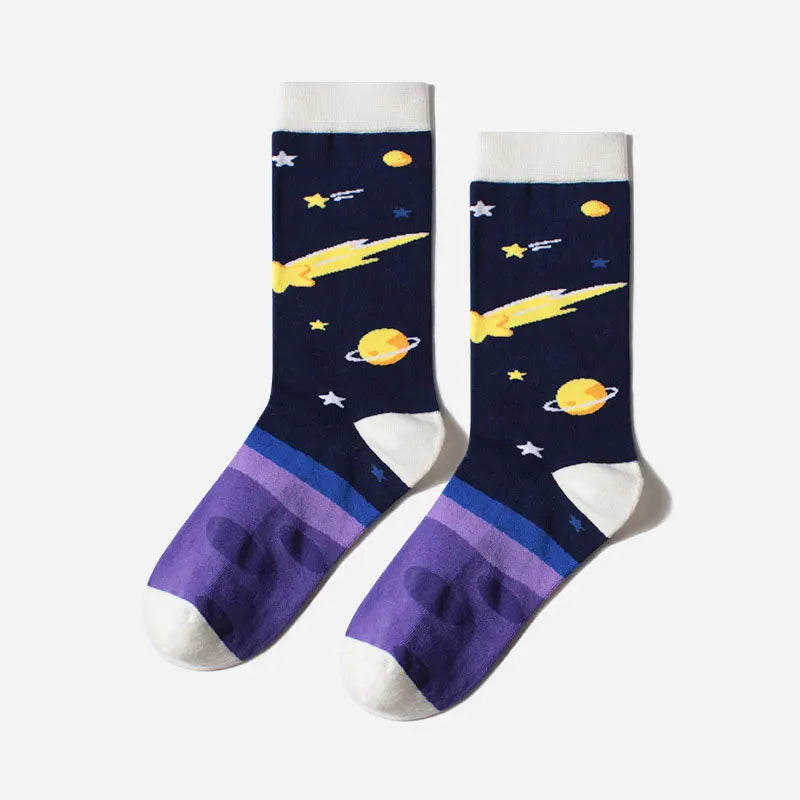 GONTHWID Creative Universe Astronaut Planets Cotton Socks Streetwear Men Women Hip Hop Harajuku Fashion Casual Skateboard Socks