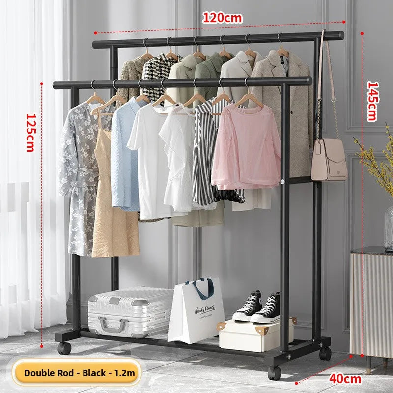 Simple Floor-Mounted Clothes Drng Ra Indoor Balcony Dormi Coat Hanger Metal Clothesline Holder Easy to Use