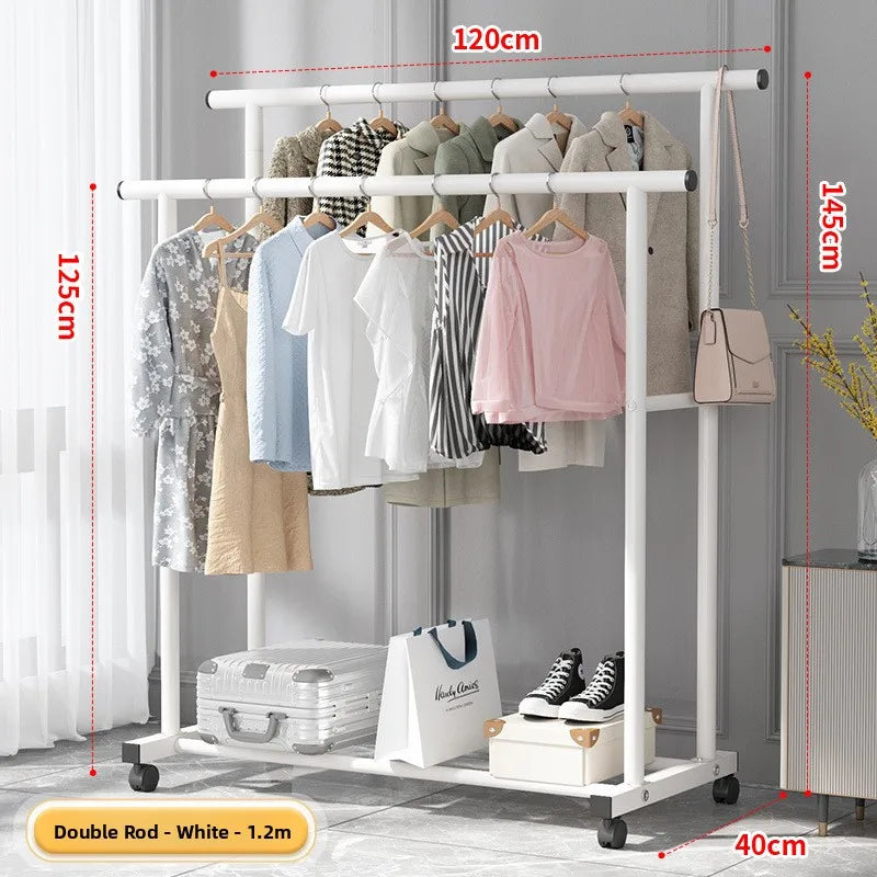 Simple Floor-Mounted Clothes Drng Ra Indoor Balcony Dormi Coat Hanger Metal Clothesline Holder Easy to Use