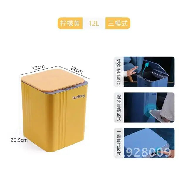 20L Smart Induction Trash Can Kitchen Bathroom Waterproof Automatic Cleaning Dustbin Trash Smart LED Home Sensor Bin with Light