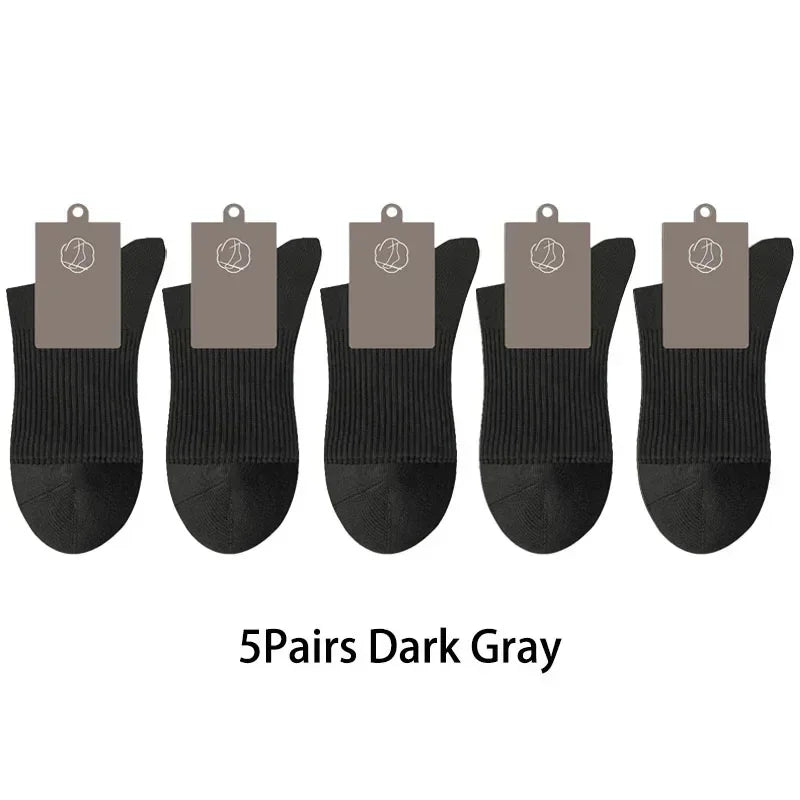 96% Pure Cotton Men's Socks 5 Pairs/Lot High Quality Business Antibacterial Long Thick Socks Casual Breathable Autumn Winter