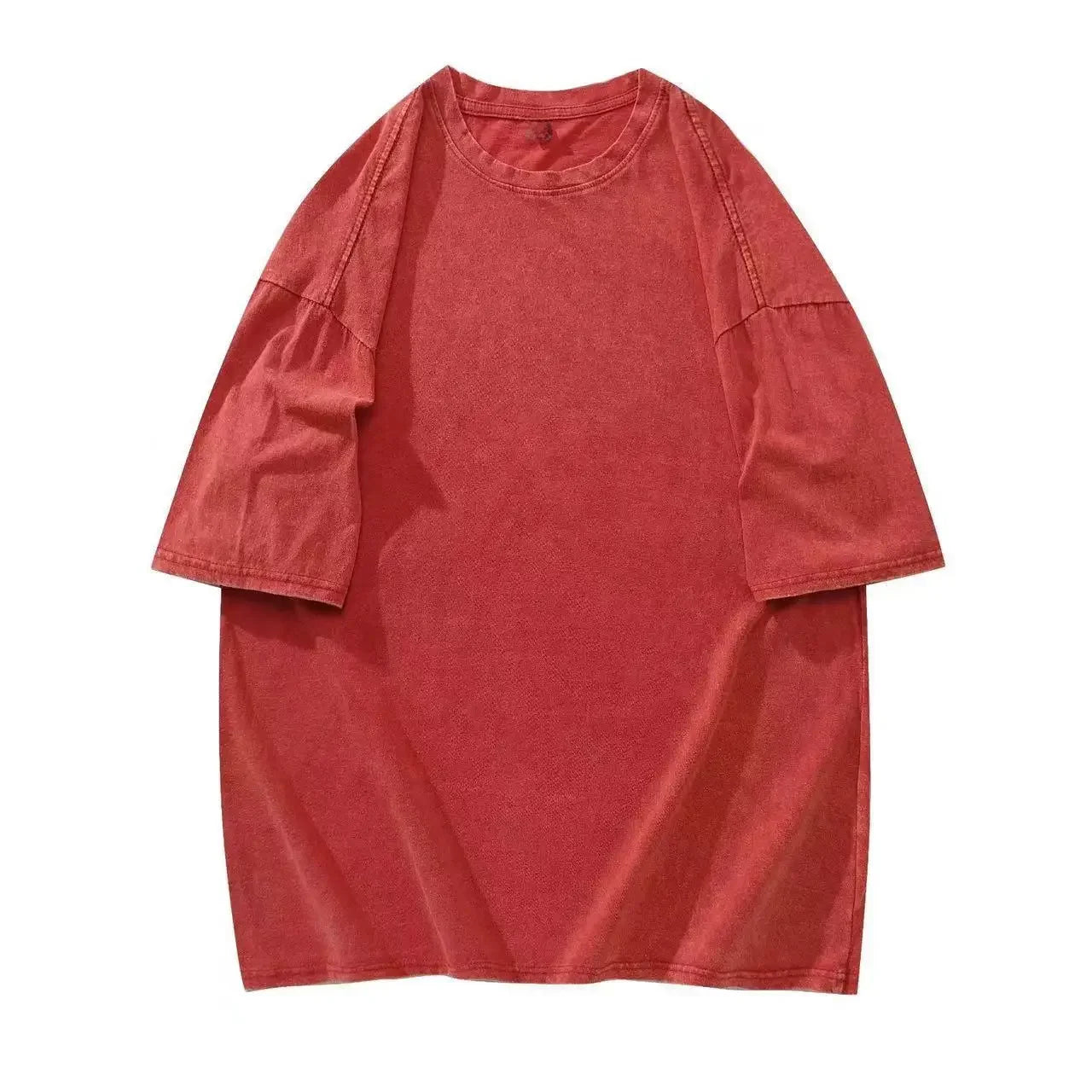 Distressed Heavy Cotton Short Sleeve T-shirt For Men Loose Fit Hong Kong Style Ins Half Sleeve Summer Trendy Body T-shirt