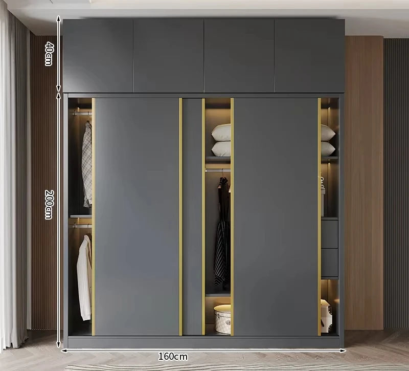 Clothes Girls Wardrobe Storage Gold Black Modern Display Wardrobe European Multifunction Vitrinas Cristal Expositoras Furniture