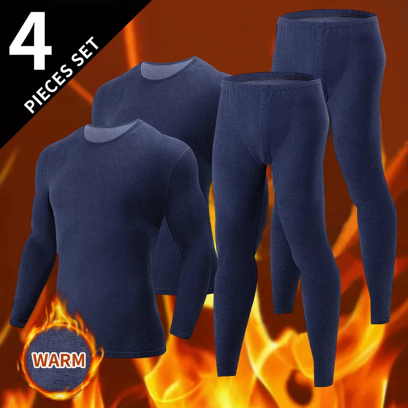 2/4 Pcs Men's Solid Color Simple Autumn And Winter Thermal Underwear Comfortable And Casual Bottoming Underwear Teenagers Pajama