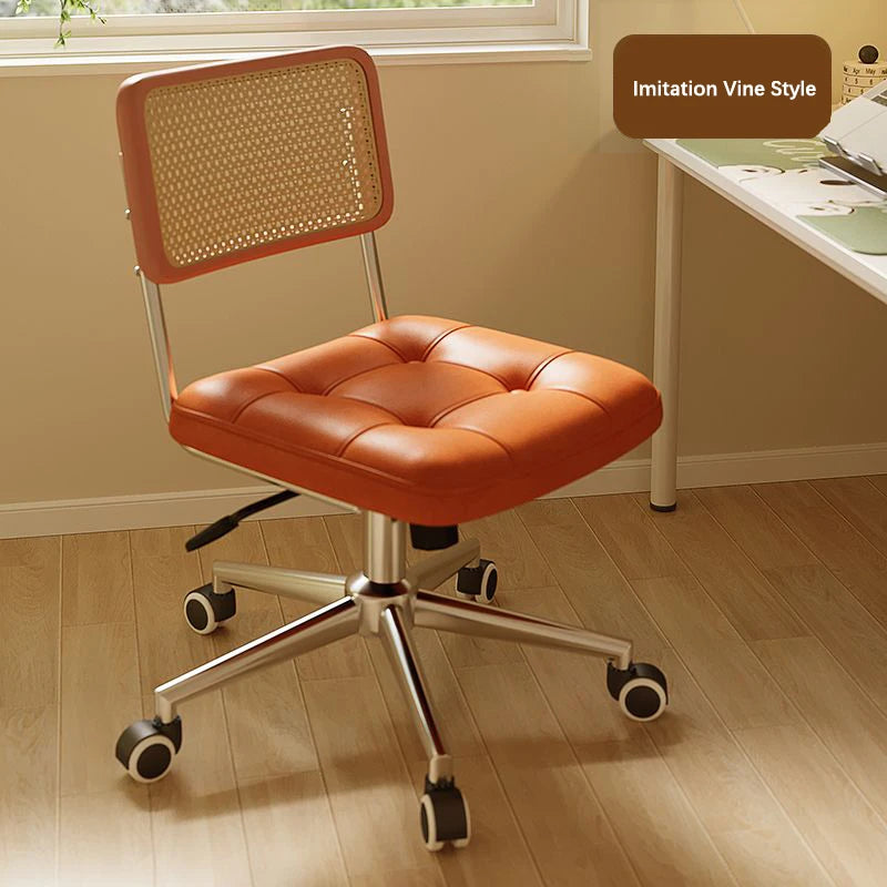 Office Chair Retro Computer Chair Simple Study Desk Armchair Swivel Backrest Lift Chair Leather Armchair with Rocking Function