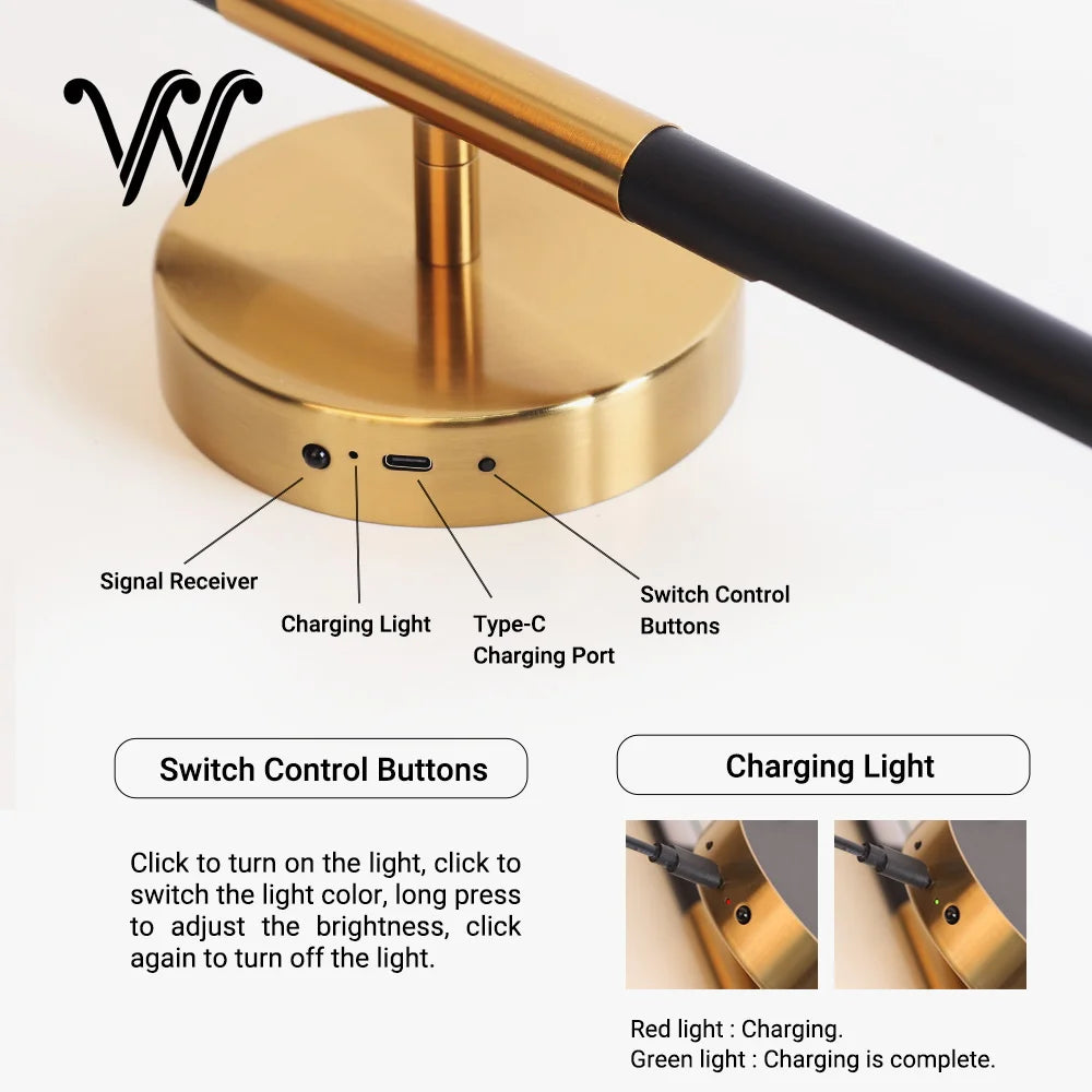 Magnetic Rechargeable Wall Light 4400mAh Detachable Design 360° Rotating Wall Sconce Bedroom Living Room Sofa Wall Lamp