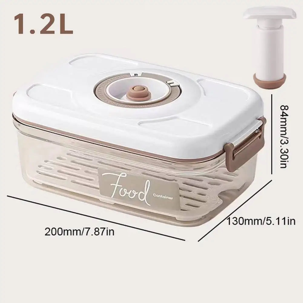 2.7/2.1/1.2L Vacuum Food Storage Box Vacuum Food Container with Time Compass & Air Pump Sealed Food Storage Box for Grains Rice