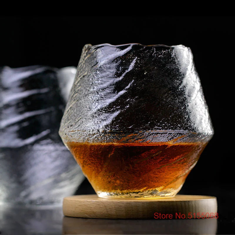 420ml Blowing Snow Whiskey Tasting Glasses Japanese Hammer Pattern Wine Drinking Cup Snowflakes Falling Hazy Air Whisky Tumbler