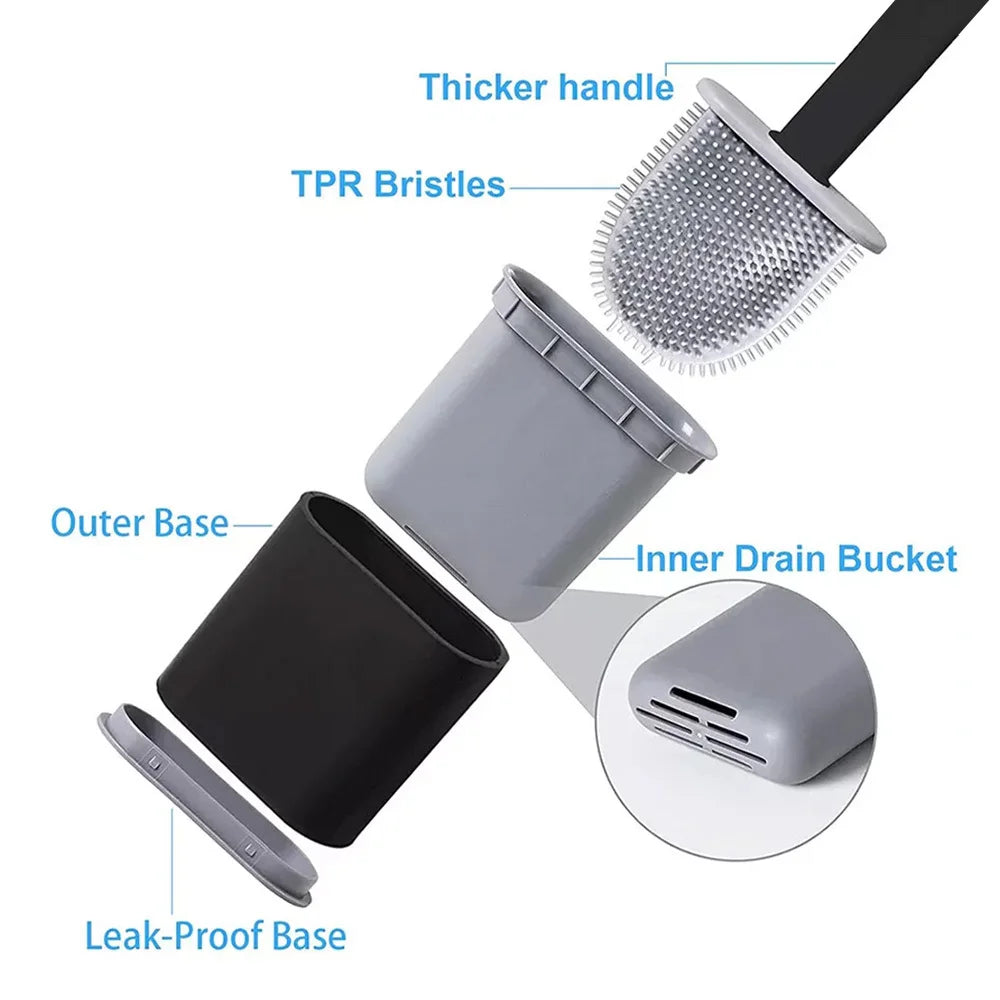 And Bathroom Holder Set Silicone Toilet Brush