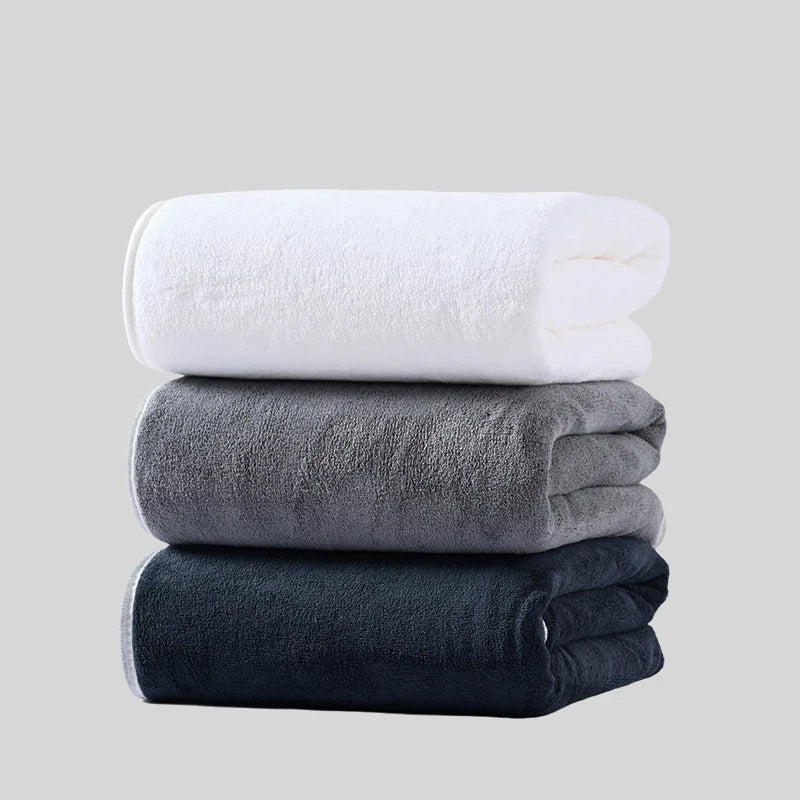 3PCS Large Bath Towels Set Grey Adult Coral Velvet Bathroom Absorbent Soft Quick Dry White Bathing Towel 70X140 Beachtowel Black