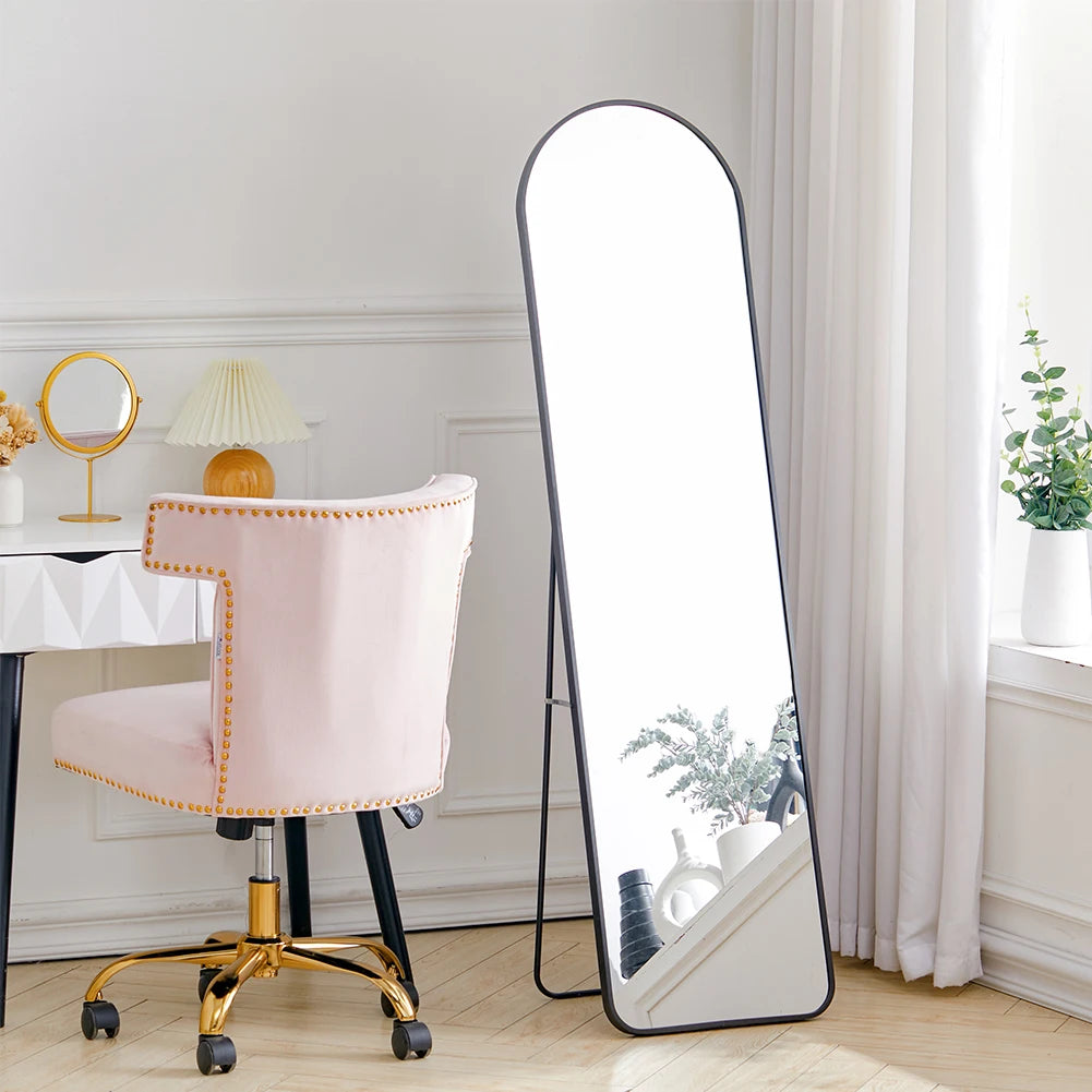 Black 150cm Modern Arched Wall Freestanding Floor Mirror