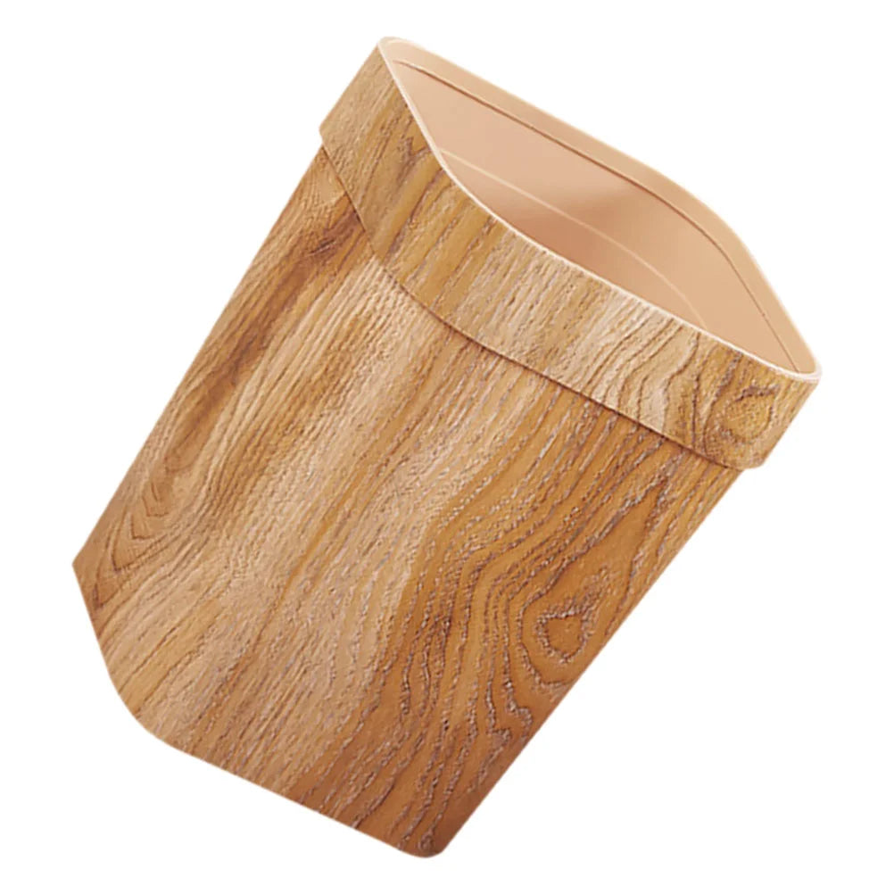 Creative Imitation Wood Grain Trash Can Garbage Household Basket Waste Paper Bin Bathroom Room Plastic Waste Bins Trash Can