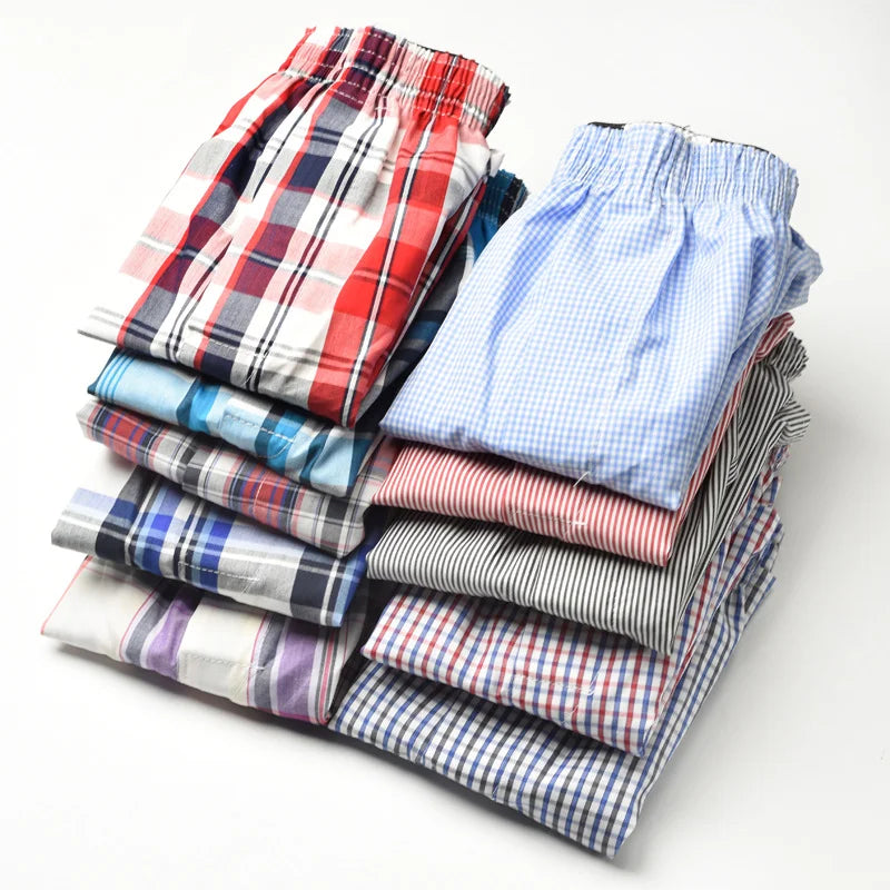 5Pcs/lot Boxer Men Thin Summer Underwear Cotton Man Big Size Short Breathable Plaid Flexible Short Boxer Male Underpants Shorts