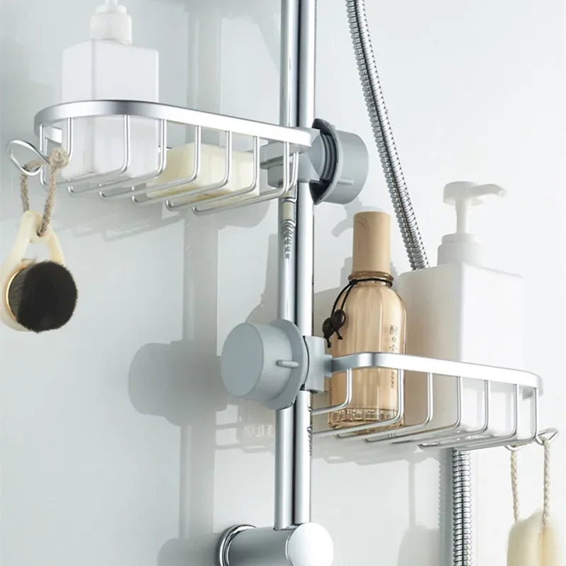 Convenient Clip-on Soap Tray Aluminum Soap Dish Adjustable Shower Rail Slide Soap Plates Smooth Bathroom Kitchen Holder