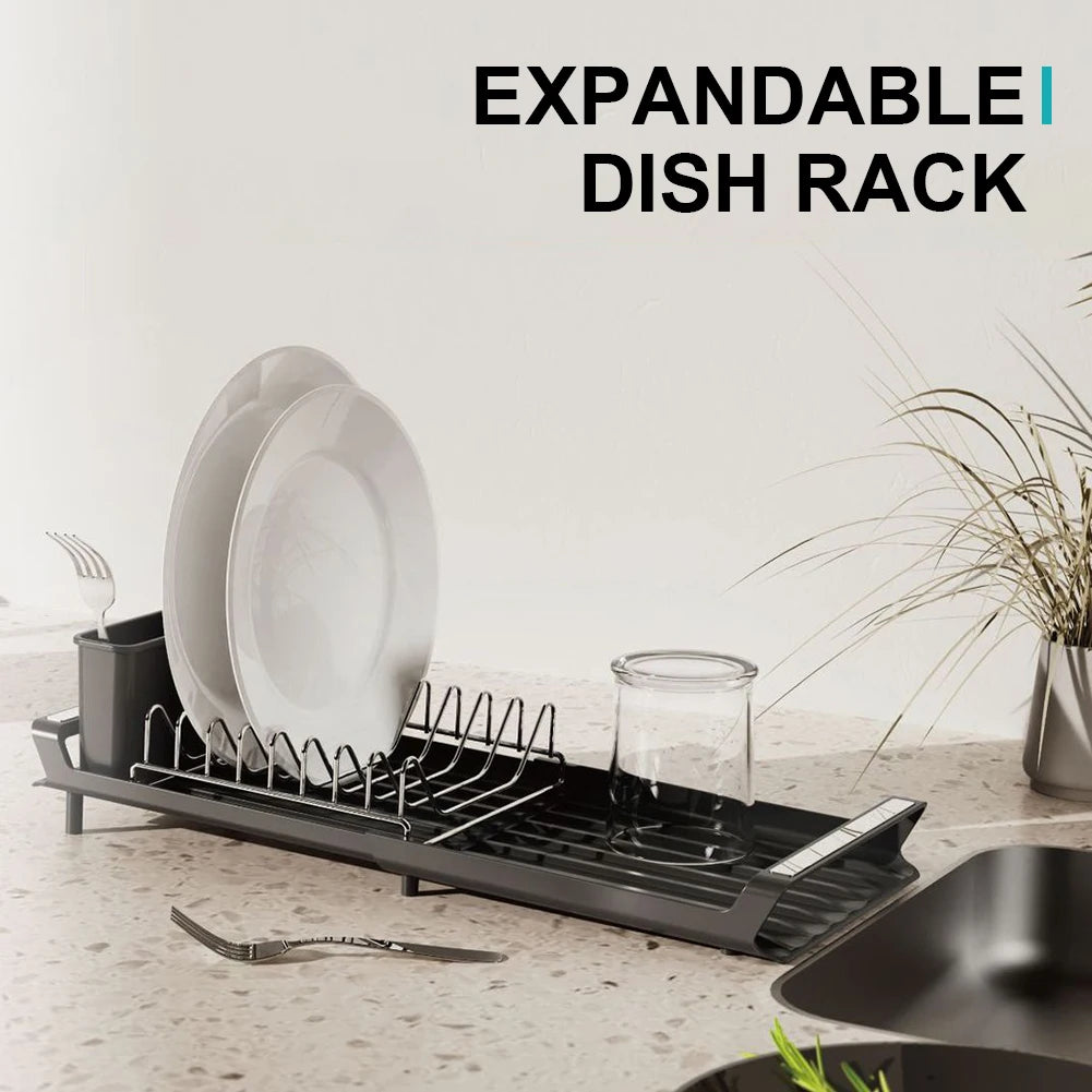 1PCS Dish Drying Rack Kitchen Utensils Drainer Rack With Drain Basket Countertop Dinnerware Organizer Kitchen Storage Rack