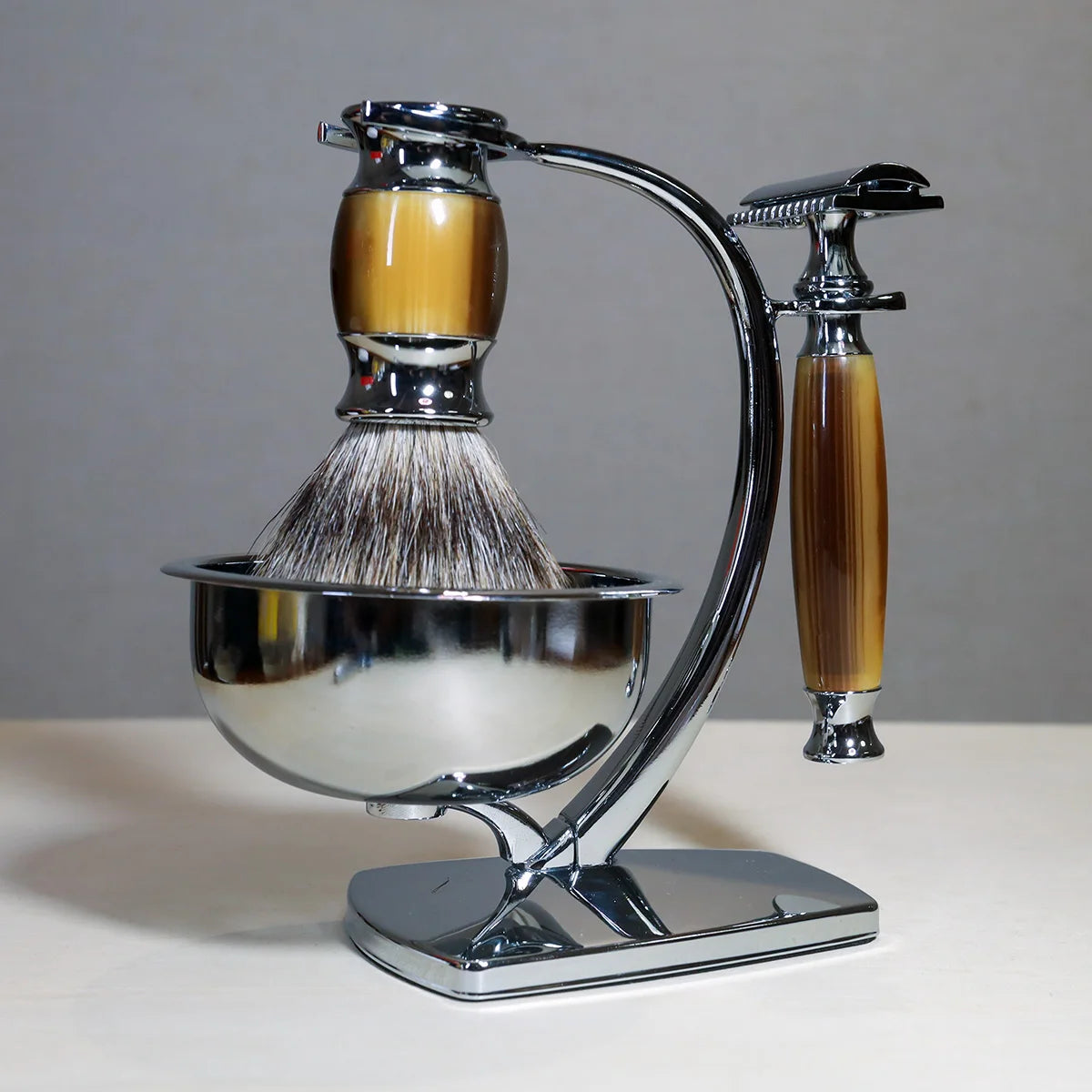 iRAZOR Classic Men Double Edges Razor Kit Replacement Blade Manual Shaver Shaving Bowl and Brush Gift Set