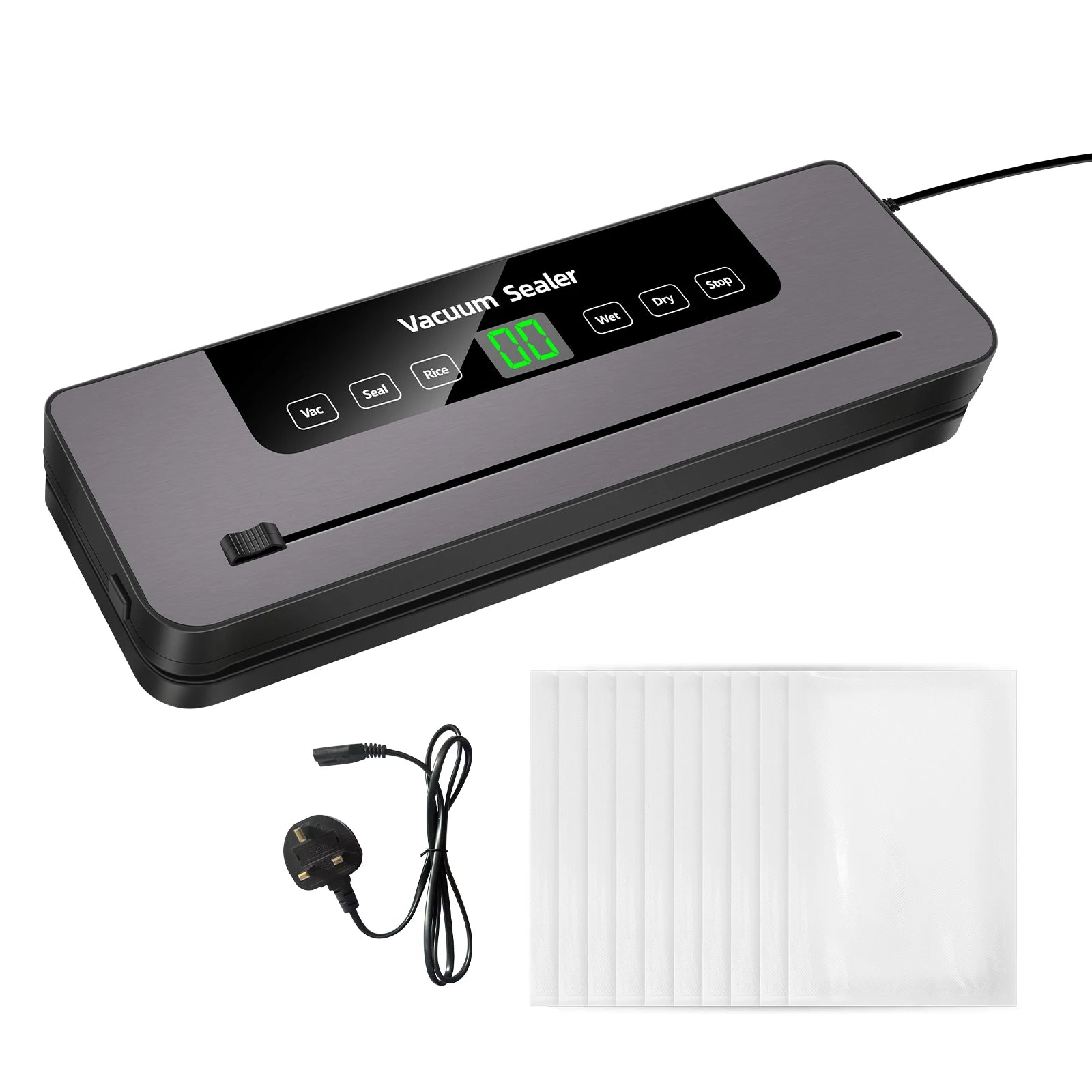 BRIEFNESS Electric Sealer Vacuum Machine Black Multifunctional Food Vacuum Sealer with Vacuum Bag Vacuum Packaging Machine