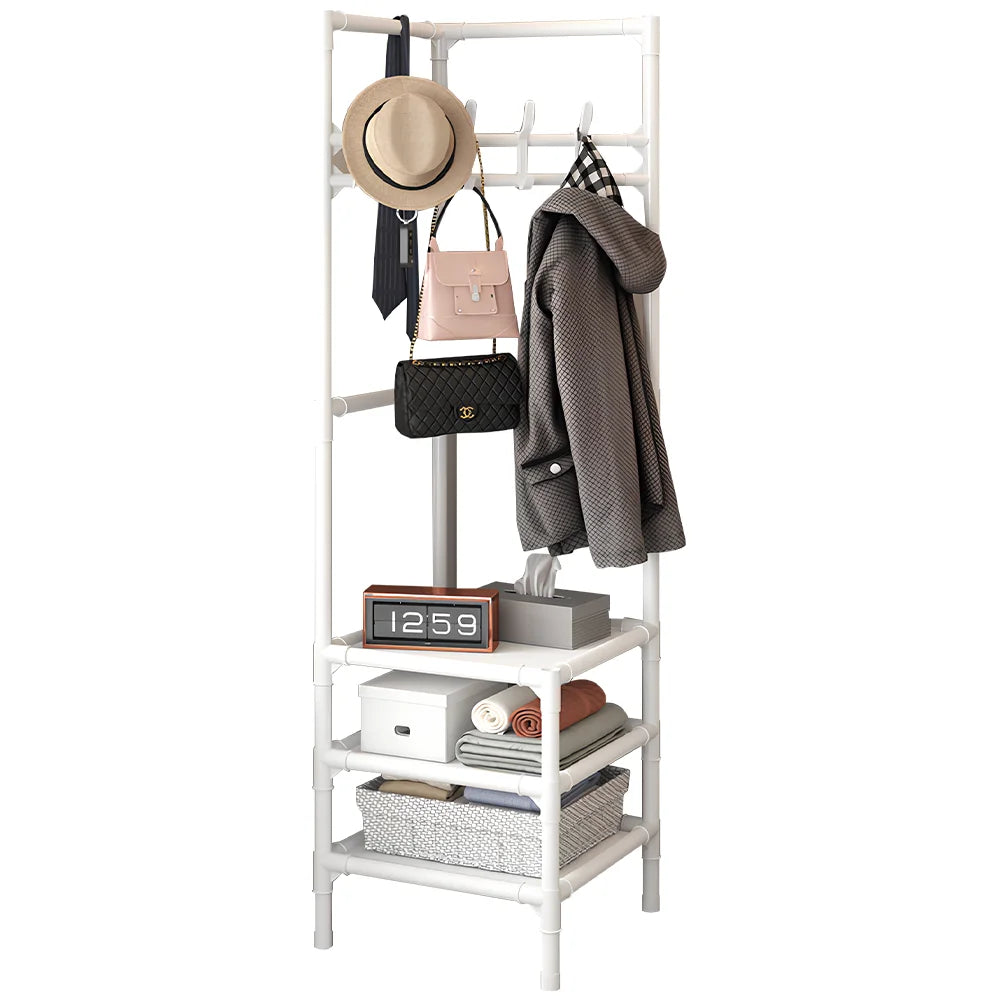 Clothes Rack Wall Corner Clothes Rack Modern Household Floor Standing Hangers for Clothes Rack with Storage Multi-level Shoe Rac