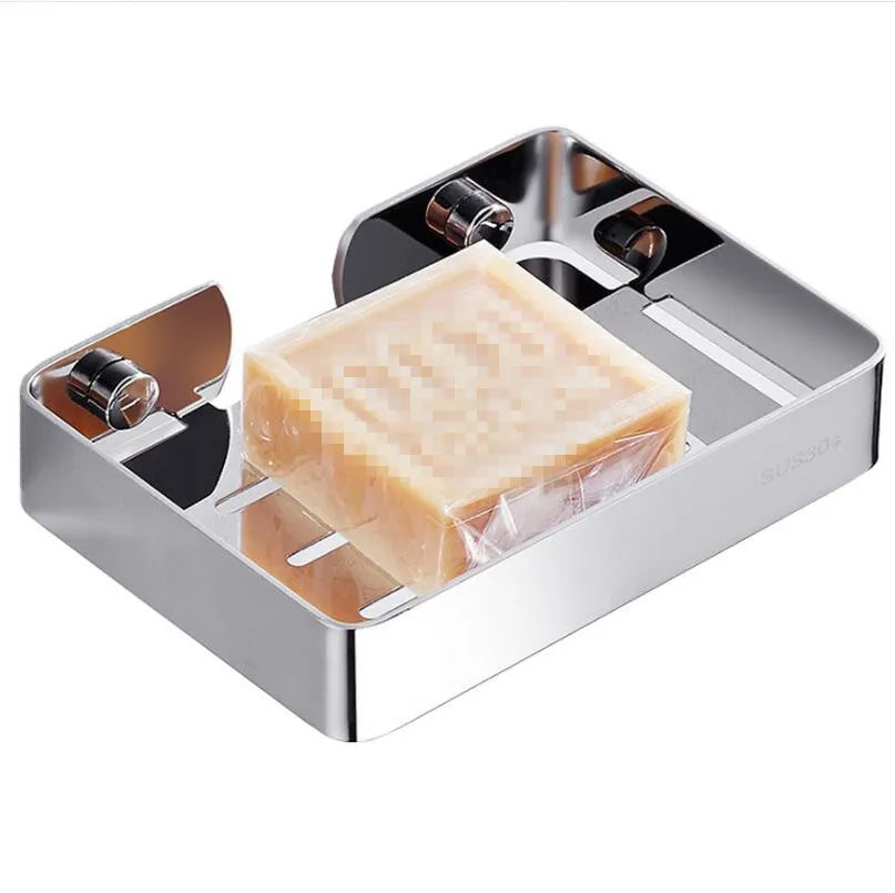 304 Stainless Steel Soap Dish Box Modern Bathroom Accessories Kitchen Wall Mounted Soap Holder Soap Box Soap Dish Soap Case