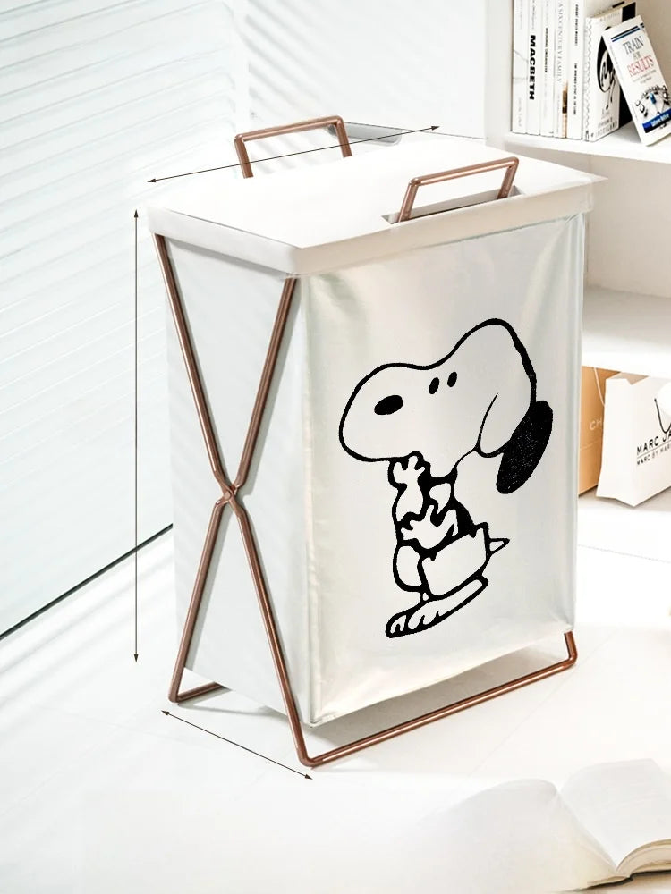 Trendy Foldable Laundry Basket with Lid for Home Batoom Dir Clothes Hamper Iron Material Japanese Sle Storage Basket