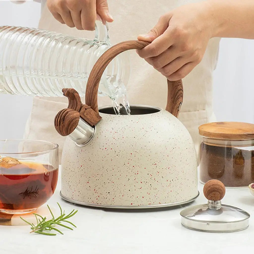 2.5L Stainless Steel Whistling Tea Kettle Stovetop Teapot with Heat-Proof Handle for Gas,Induction Flat Bottomed Sounding Kettle