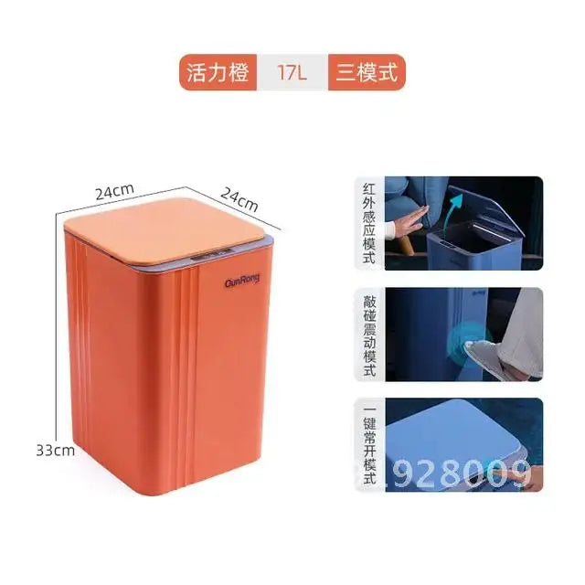 20L Smart Induction Trash Can Kitchen Bathroom Waterproof Automatic Cleaning Dustbin Trash Smart LED Home Sensor Bin with Light