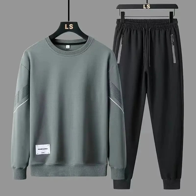 2023 Autumn Men's Sports Suit Casual Sweatshirt Pullover 2-Piece Set Plus Size Round Neck Sweatshirt Stylish Male Tracksuit