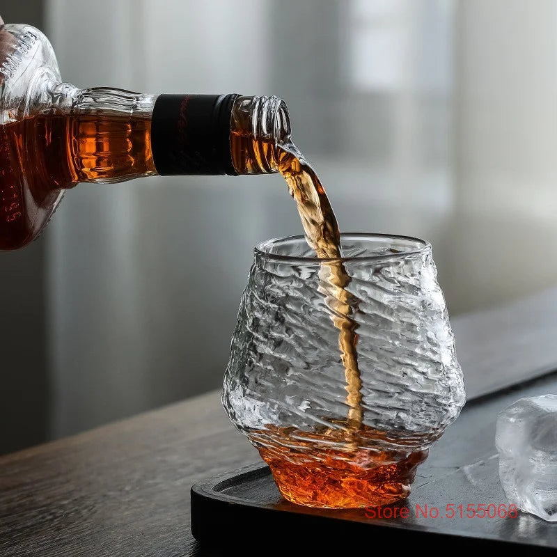 420ml Blowing Snow Whiskey Tasting Glasses Japanese Hammer Pattern Wine Drinking Cup Snowflakes Falling Hazy Air Whisky Tumbler