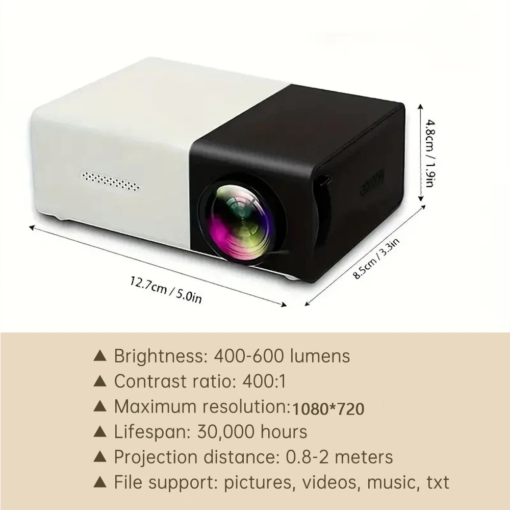 LED Mini Projector, Outdoor Portable Home Projector, Compatible With Mobile Phones Devices USB/SD/AV/Hd Home Theater/Office Use